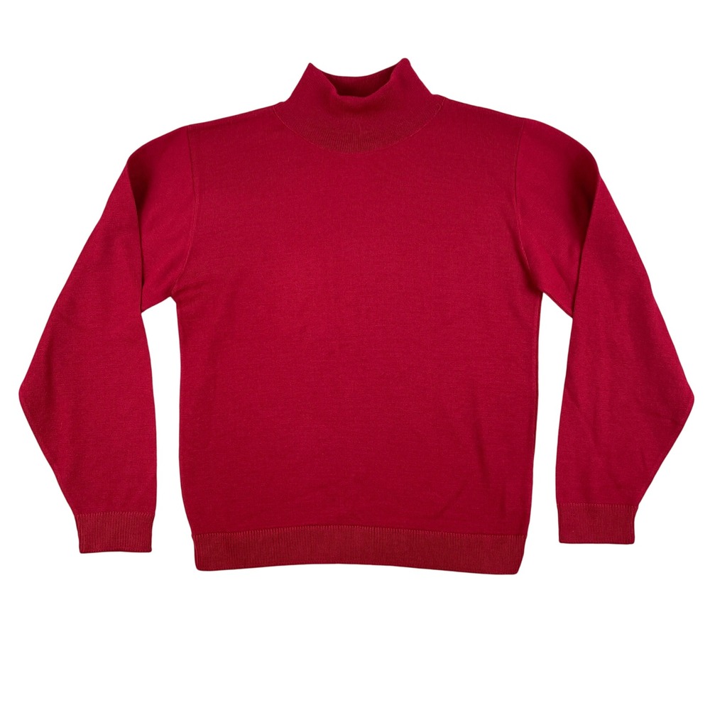 Pendleton Sweater Womens P Red Mock Neck Pullover Long Sleeve 100% Wool USA made